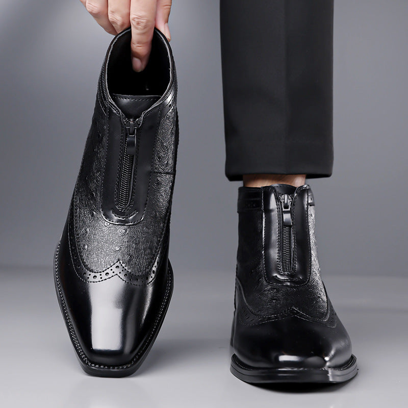 Butler - Ankle Boots Front Zip Square Toe
