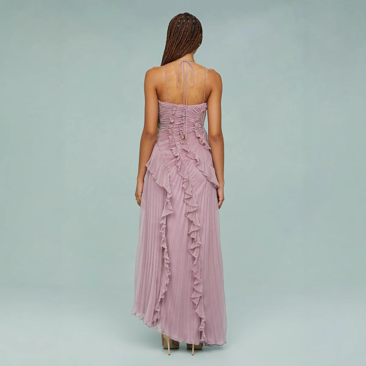 Maraike | One-Shoulder Ruffle Pleated Maxi Dress
