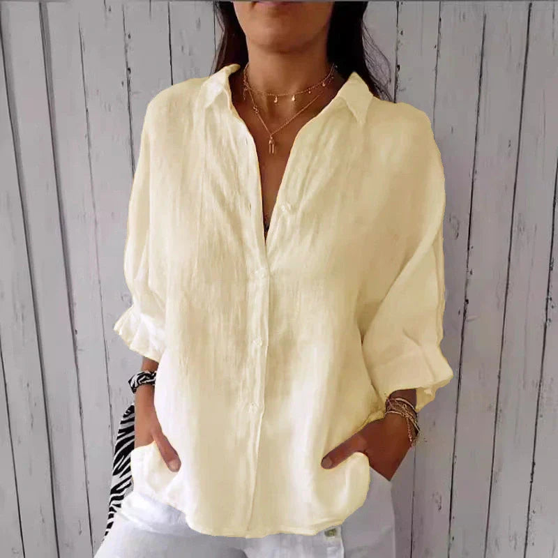 Aelita | Collared Button Front Relaxed Fit Shirt