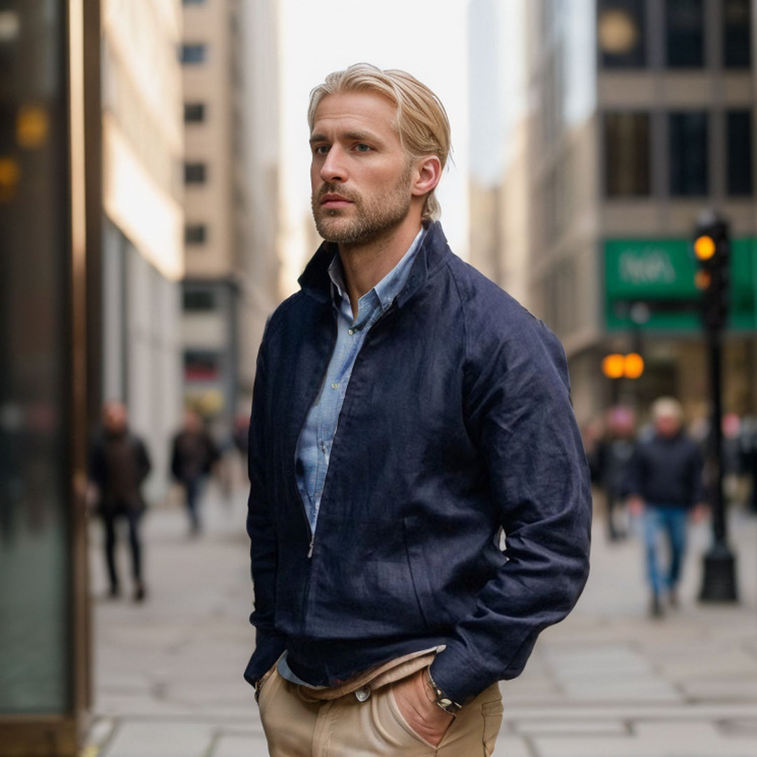 Elliott | Jacket with Stand Collar and Zip Front