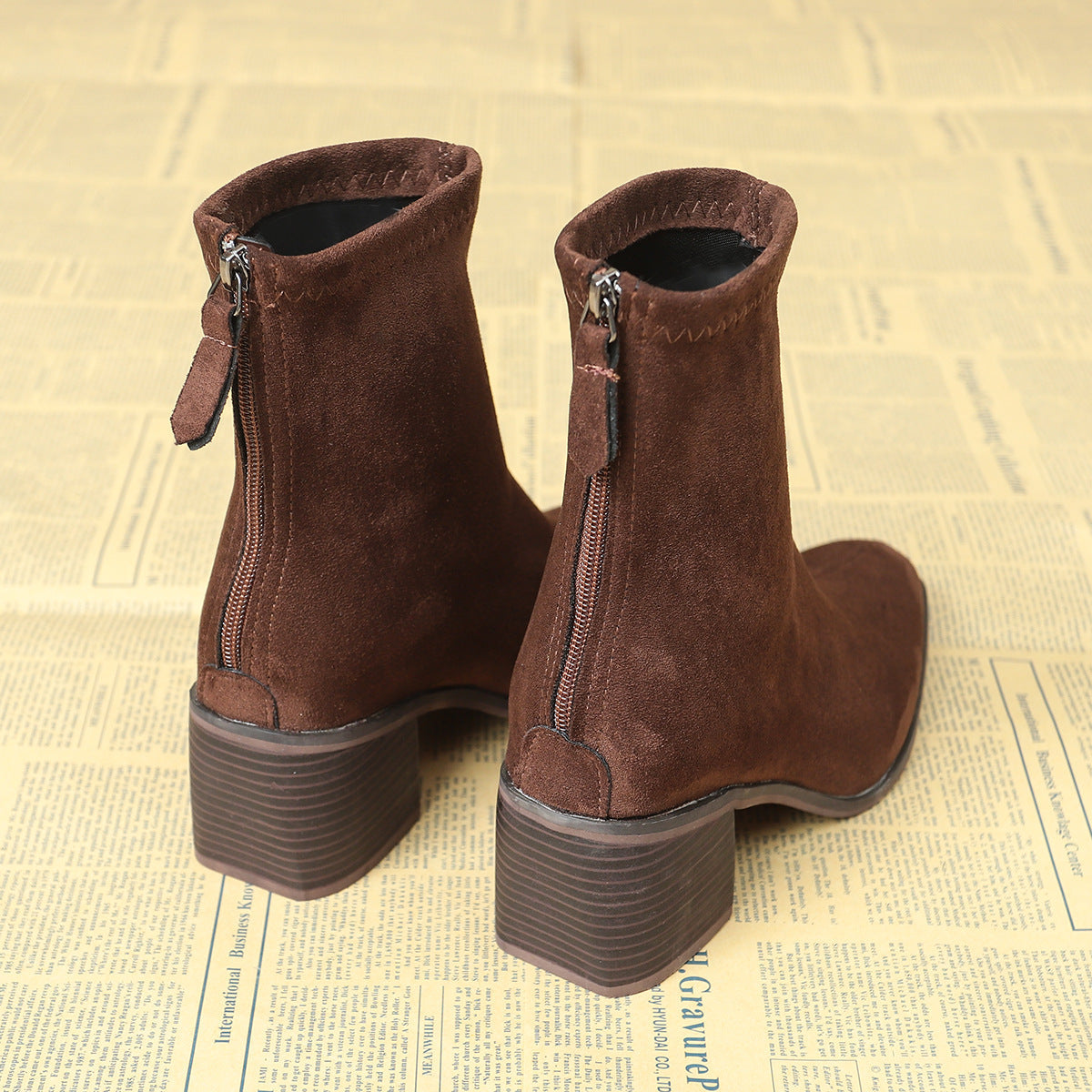 Sheley - Pointed Toe Block Heel Ankle Boots