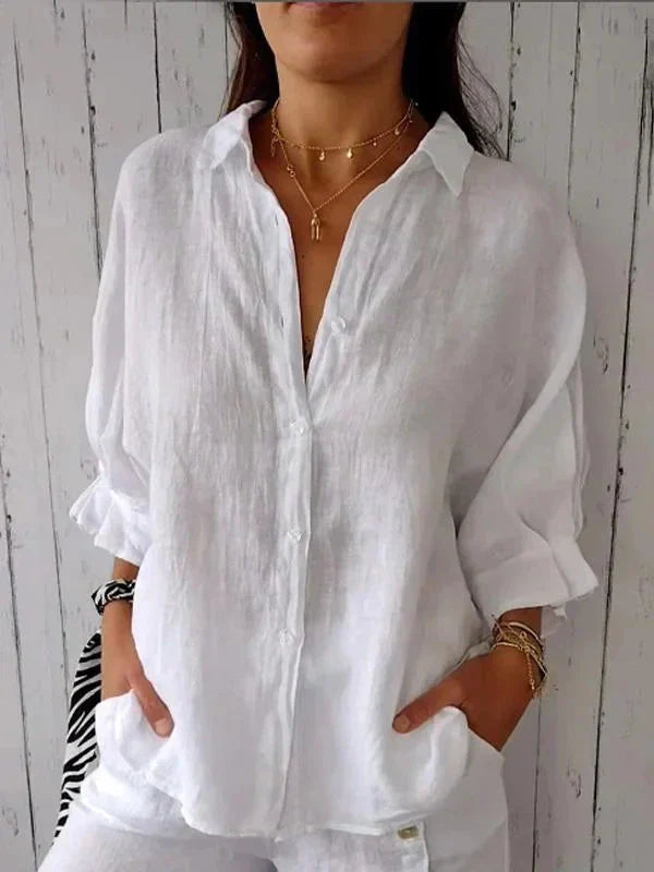Aelita | Collared Button Front Relaxed Fit Shirt