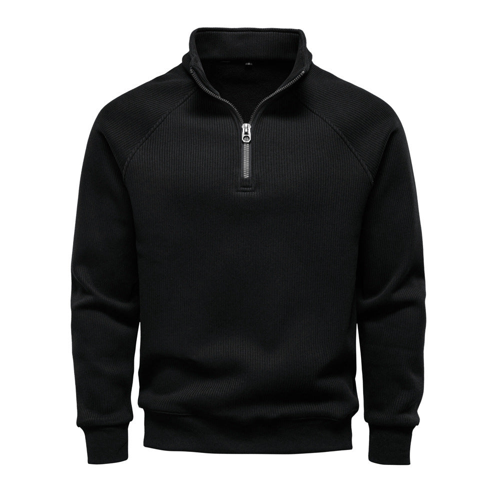 Eduardo | Ribbed Jumper with Quarter Zip and Raglan Sleeves