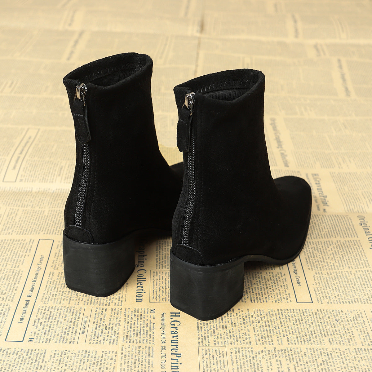Sheley - Pointed Toe Block Heel Ankle Boots