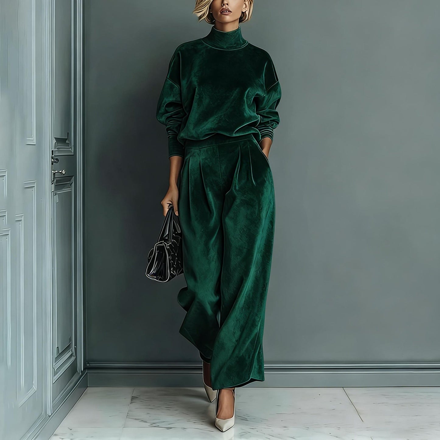Lironah | High Neck Long Sleeve Two Piece Set