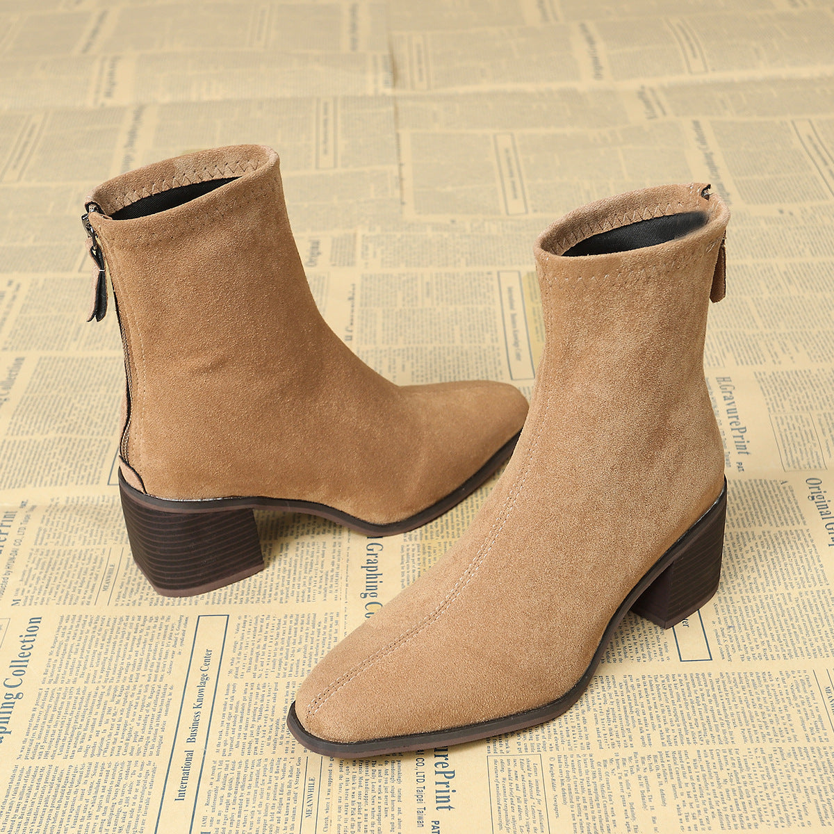 Sheley - Pointed Toe Block Heel Ankle Boots
