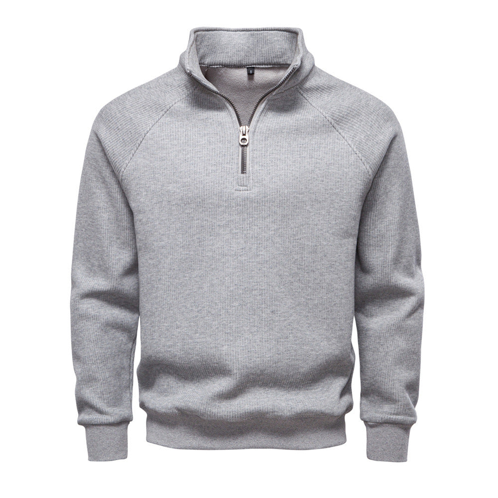 Eduardo | Ribbed Jumper with Quarter Zip and Raglan Sleeves