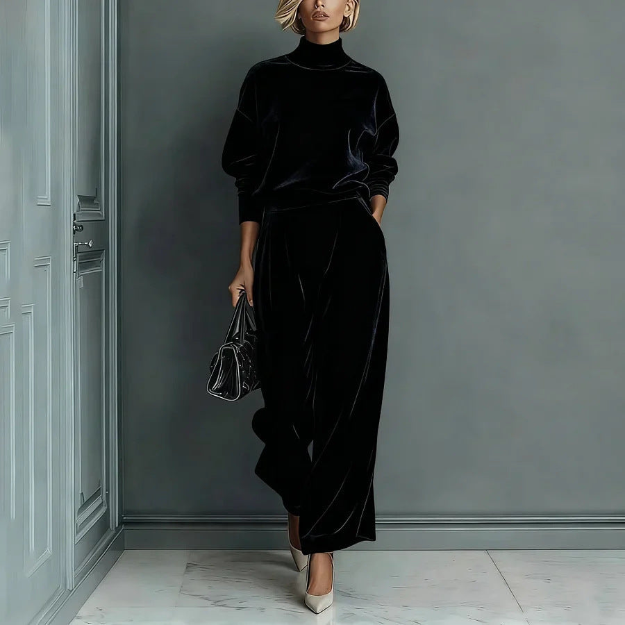 Lironah | High Neck Long Sleeve Two Piece Set