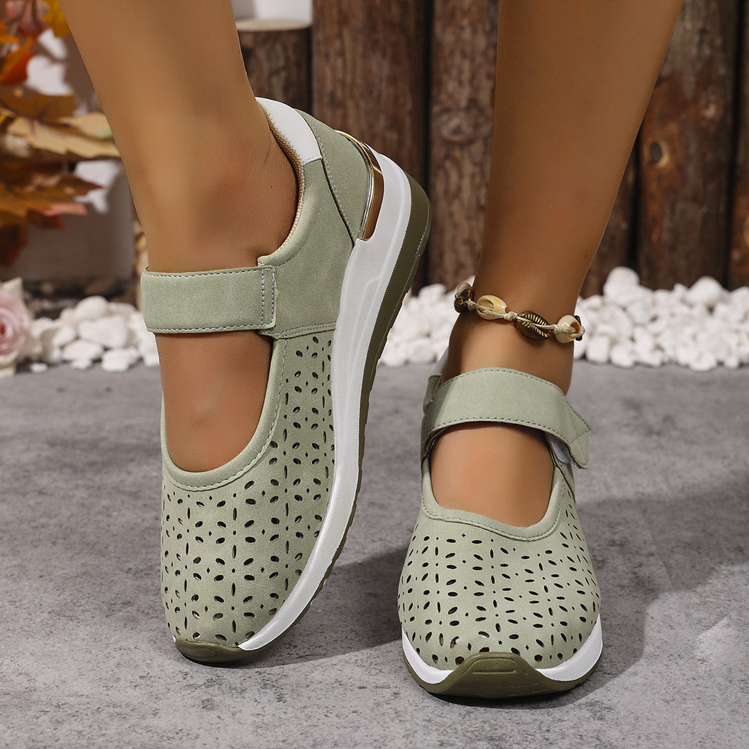 Jessica | Mary Jane Wedge Sneakers with Perforated Upper