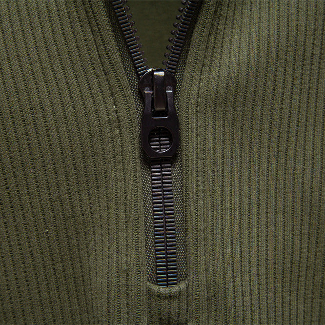 Eduardo | Ribbed Jumper with Quarter Zip and Raglan Sleeves