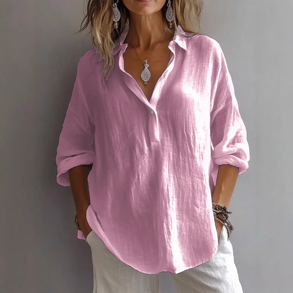 Fotoula | Shirt Long Sleeve Collared Crinkle Top
