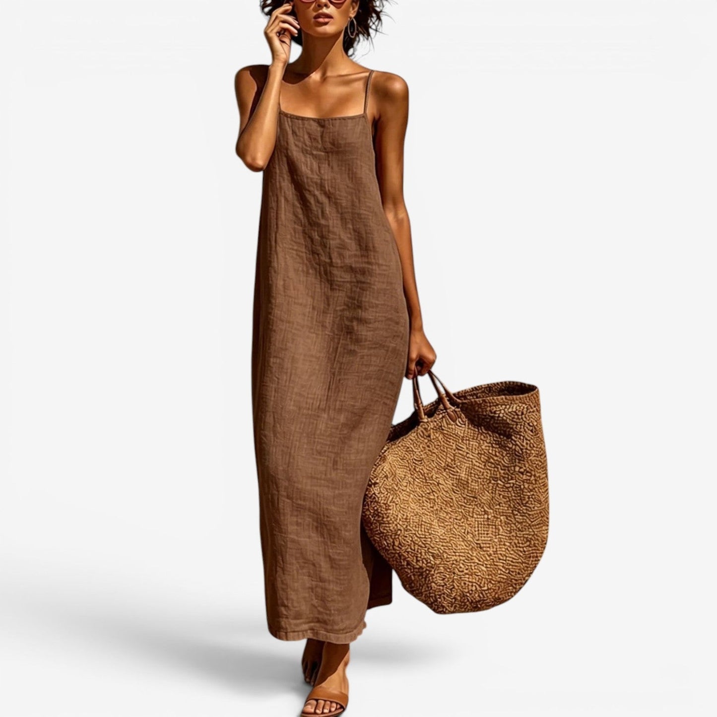 Sadia | Sleeveless Straight Maxi Slip Dress