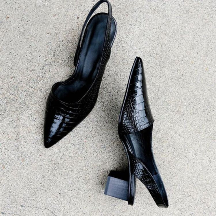 Jayla | Pointed Toe Slingback Block Heel Pumps