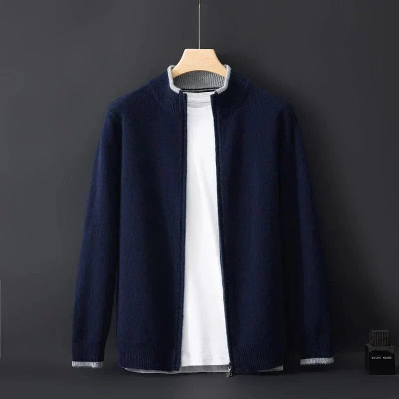 Corbin | Zip Front Stand Collar Knit Cardigan