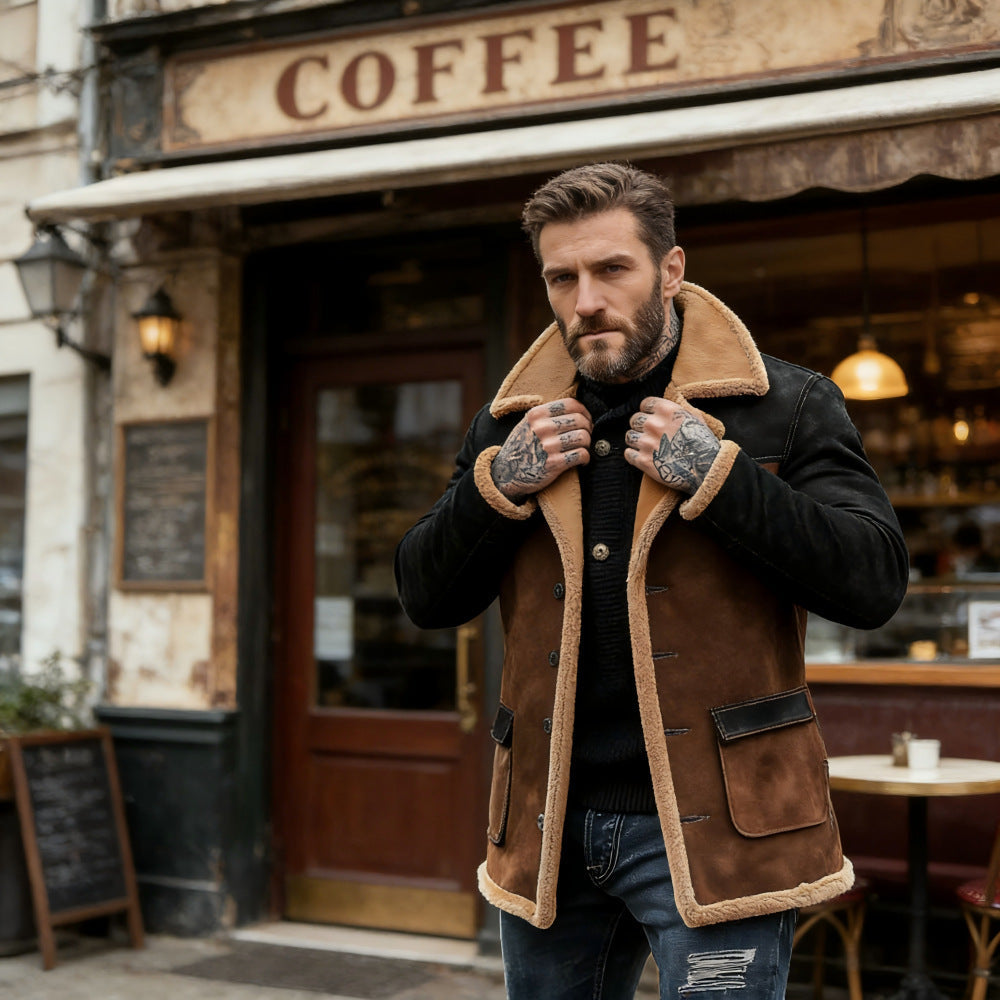 Nelson | Jacket with Plush Collar and Two-Tone Design