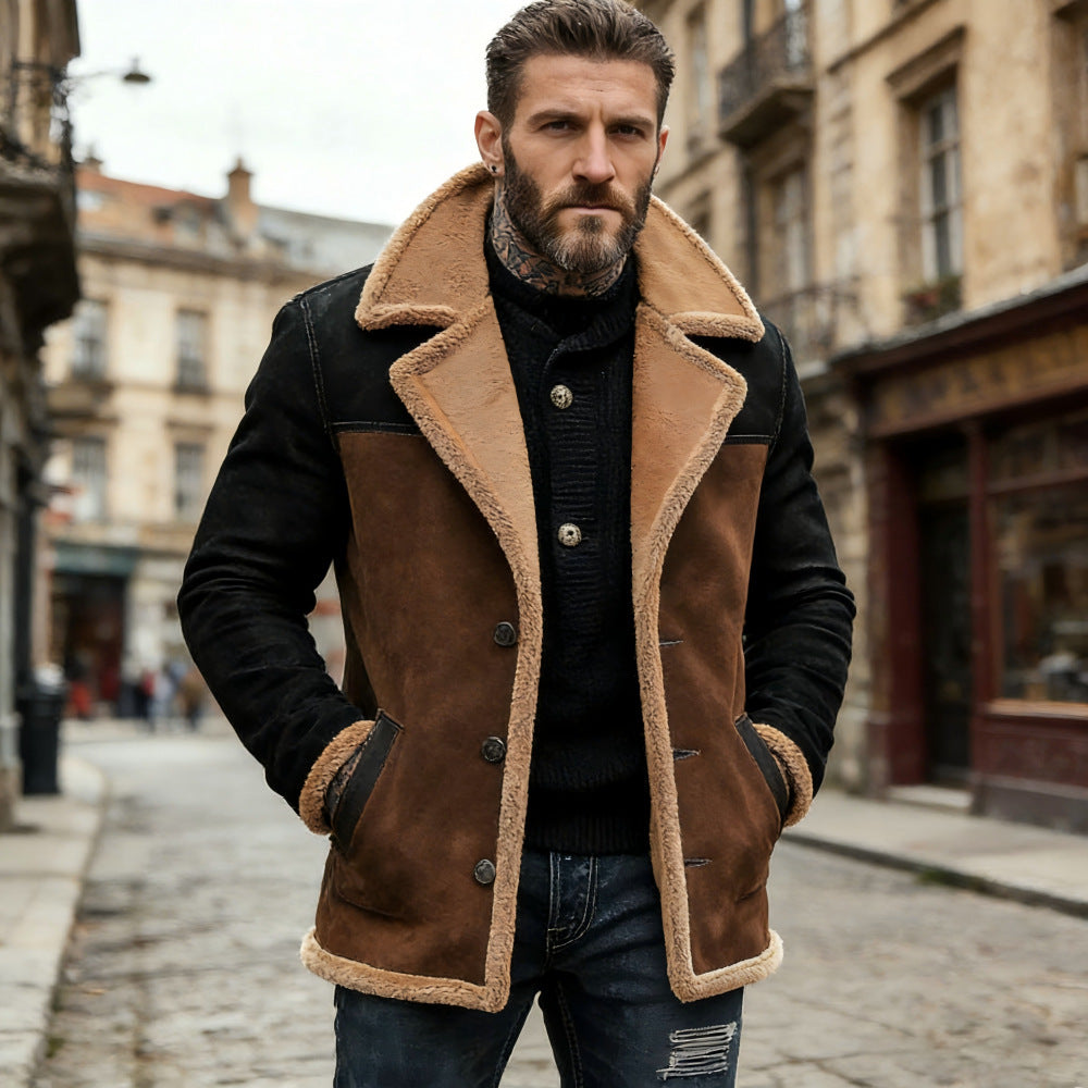 Nelson | Jacket with Plush Collar and Two-Tone Design