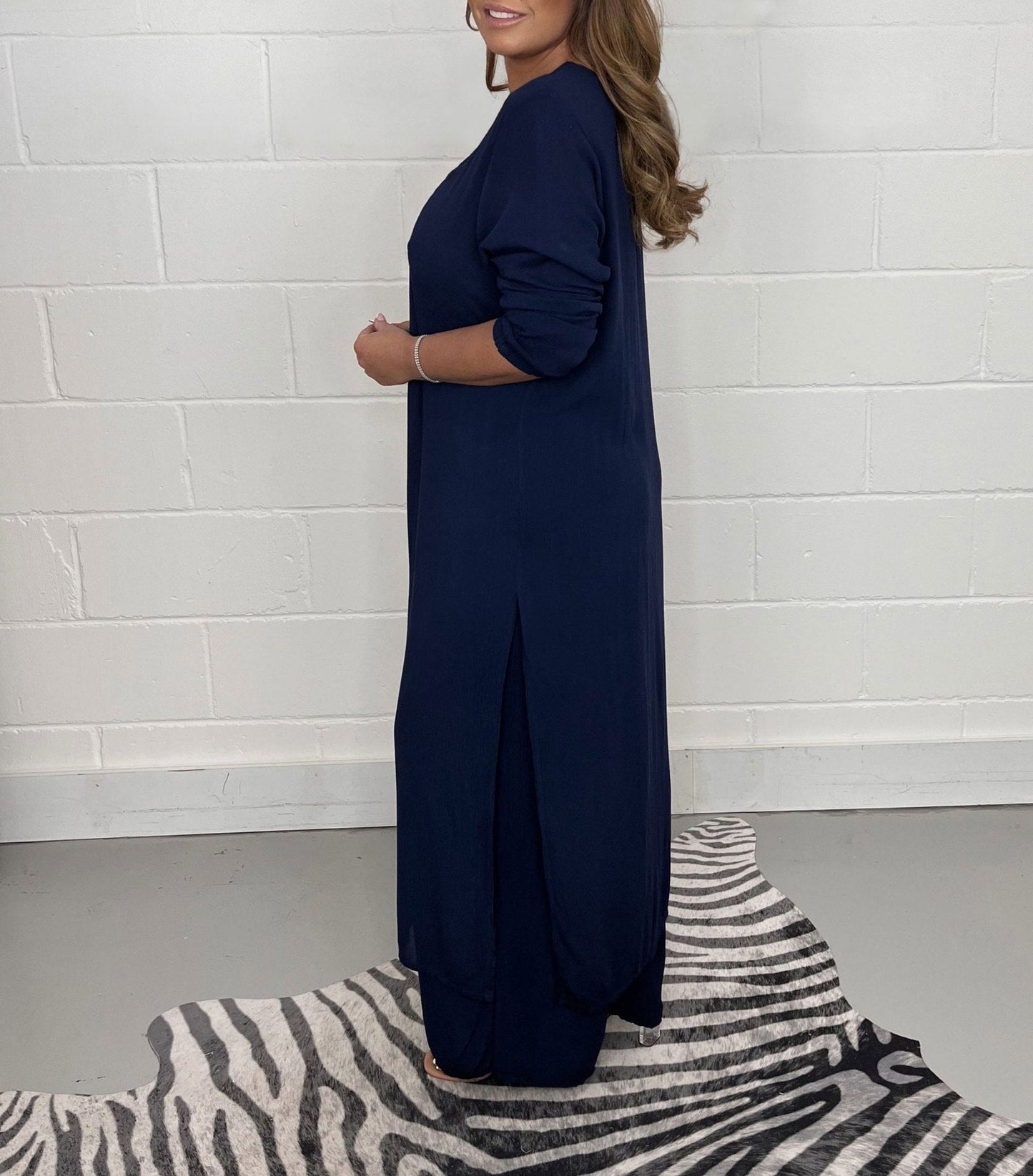 Alejandra | Two-Piece V-Neck Longline Tunic Trouser Set