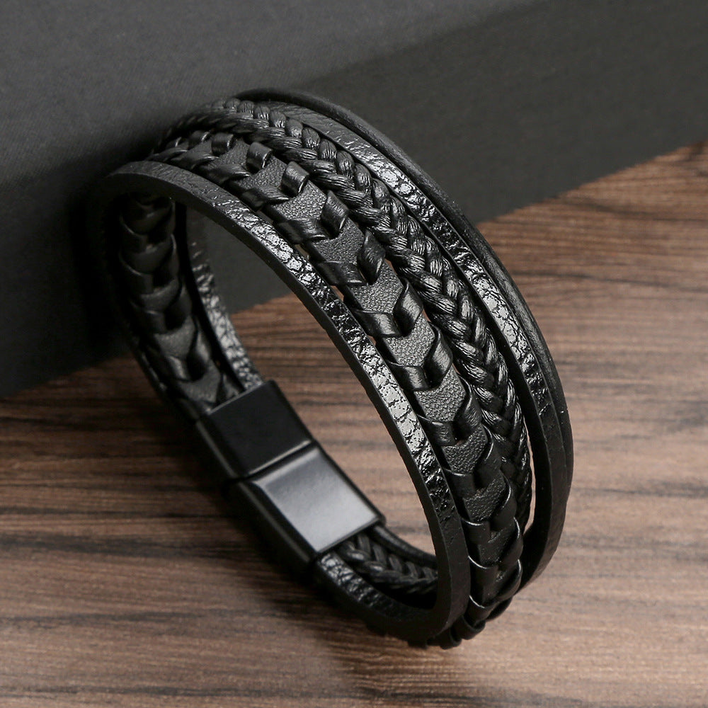 Lennart | Multi-Strand Braided Leather-Style Bracelet