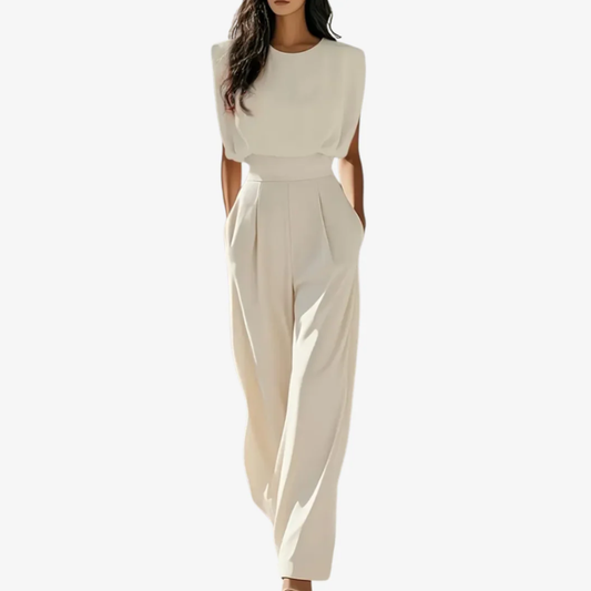 Uarutara - Sleeveless Wide Leg Belted Jumpsuit