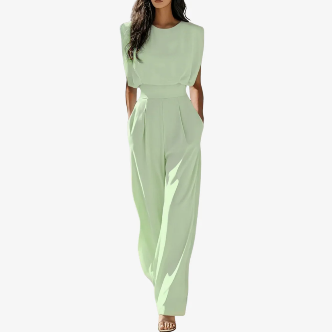 Uarutara - Sleeveless Wide Leg Belted Jumpsuit