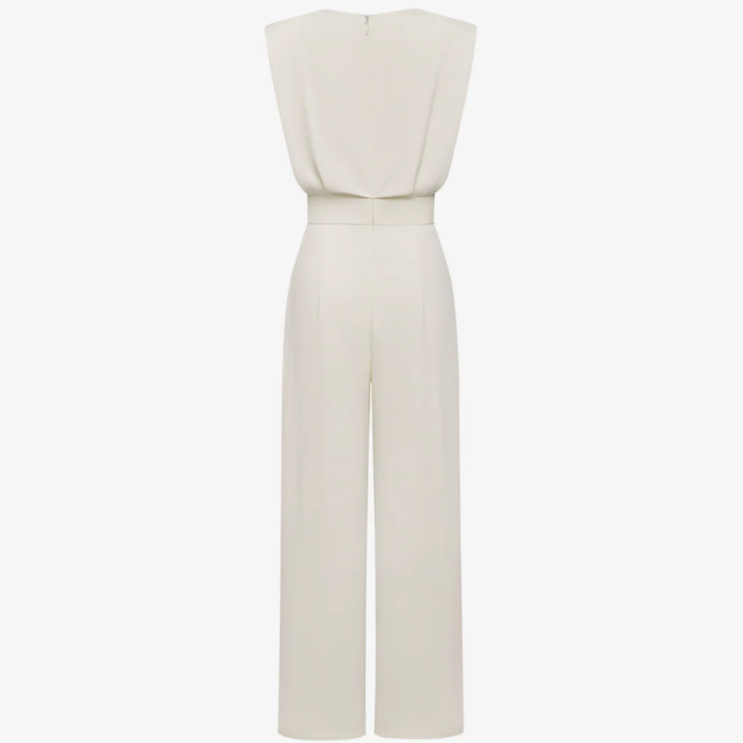 Uarutara - Sleeveless Wide Leg Belted Jumpsuit