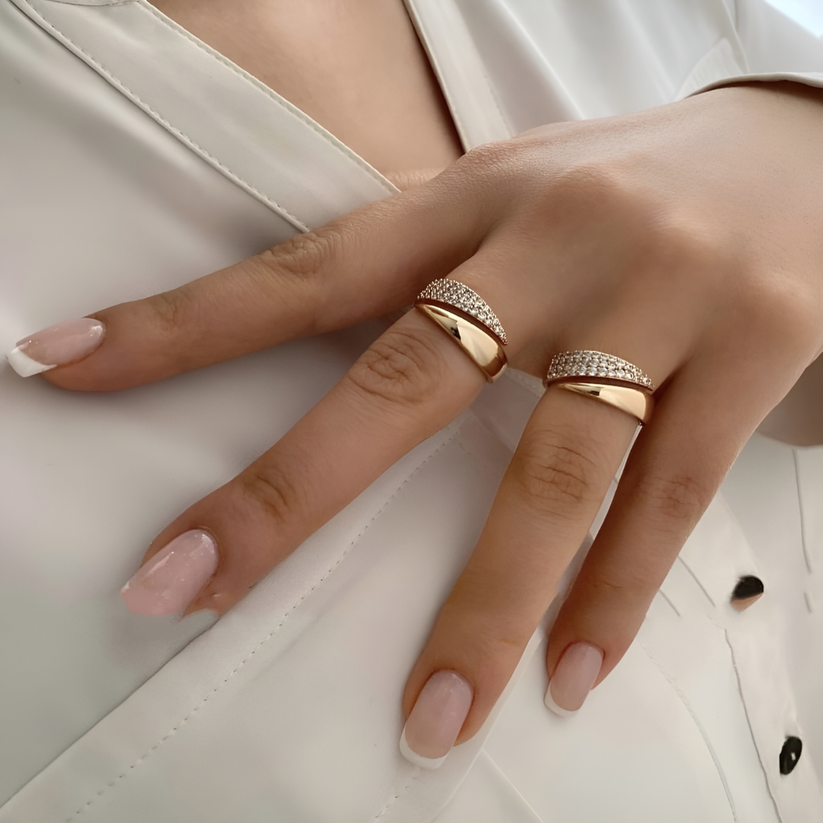 Florie - Twisted Crystal Band Ring Set