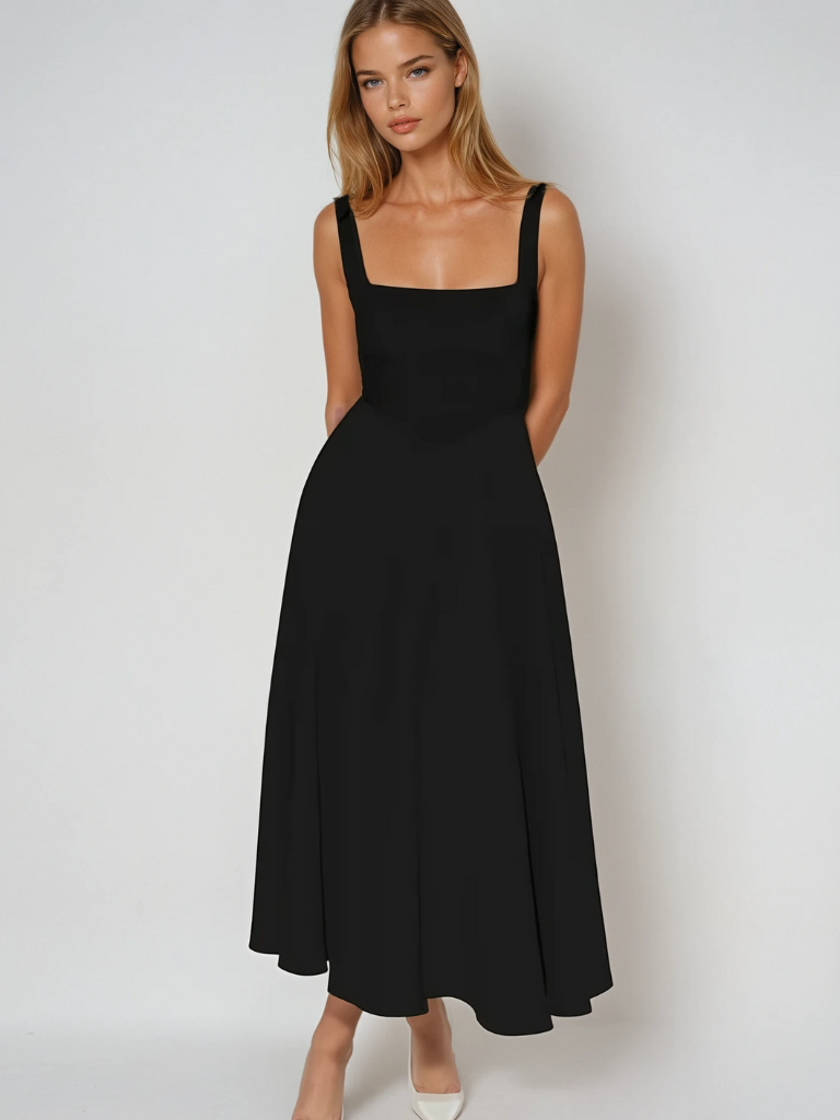 Zinovia | Square Neck Sleeveless Midi Skater Dress