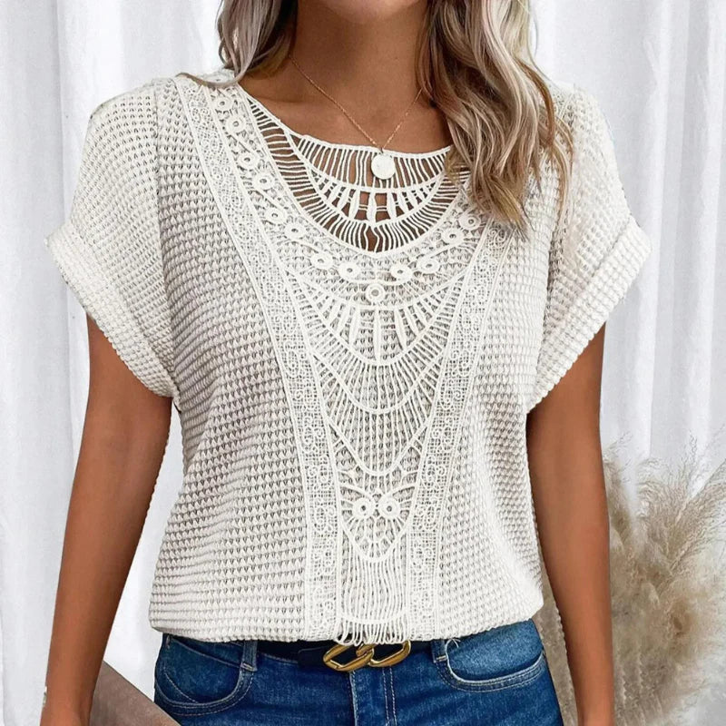 Alitzel | Crochet Lace Knit Blouse Top