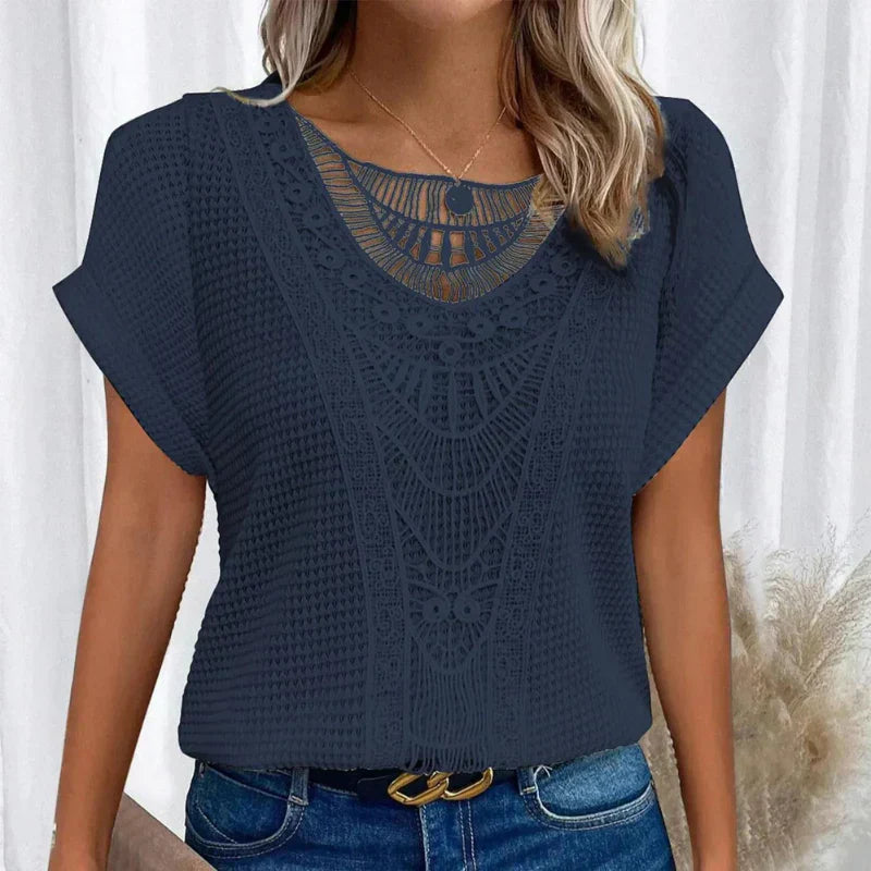 Alitzel | Crochet Lace Knit Blouse Top