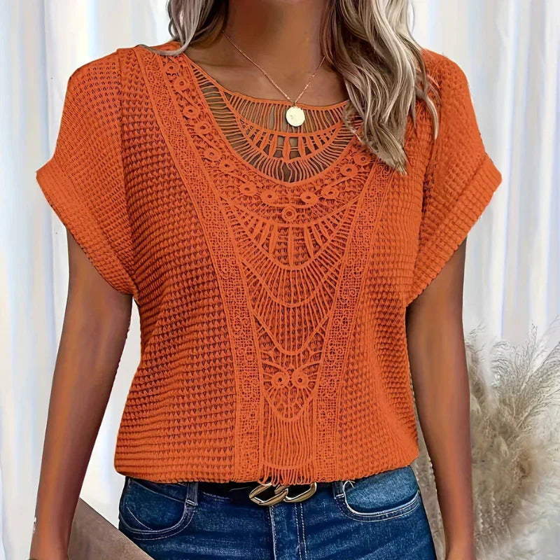 Alitzel | Crochet Lace Knit Blouse Top