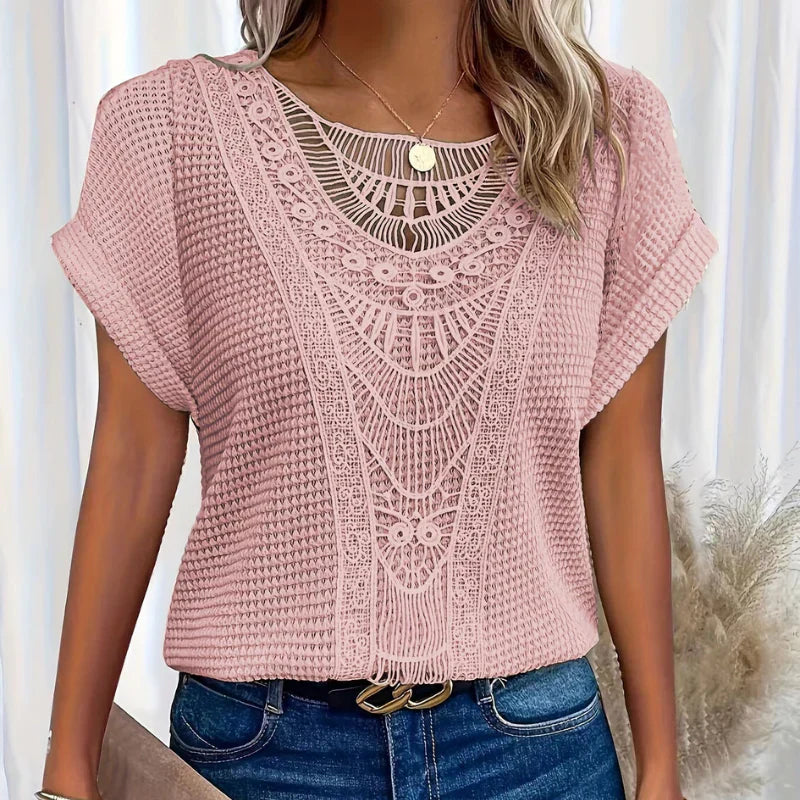 Alitzel | Crochet Lace Knit Blouse Top