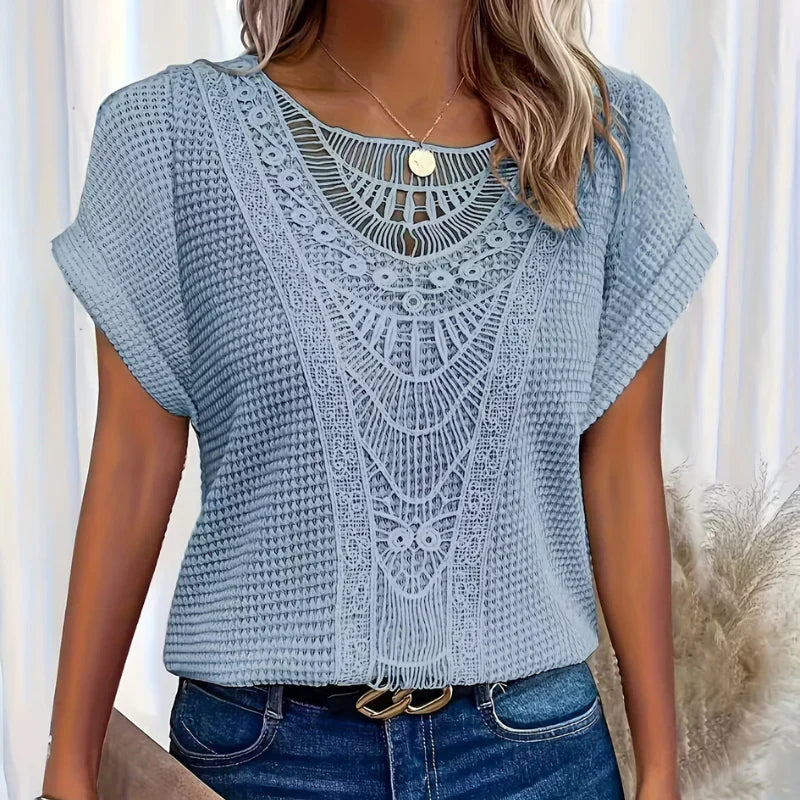 Alitzel | Crochet Lace Knit Blouse Top