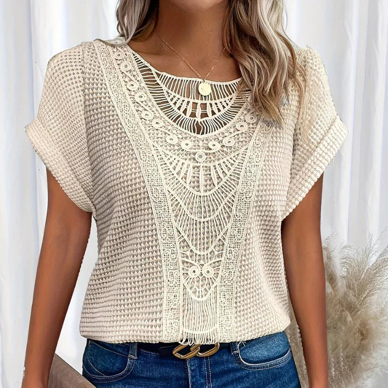 Alitzel | Crochet Lace Knit Blouse Top