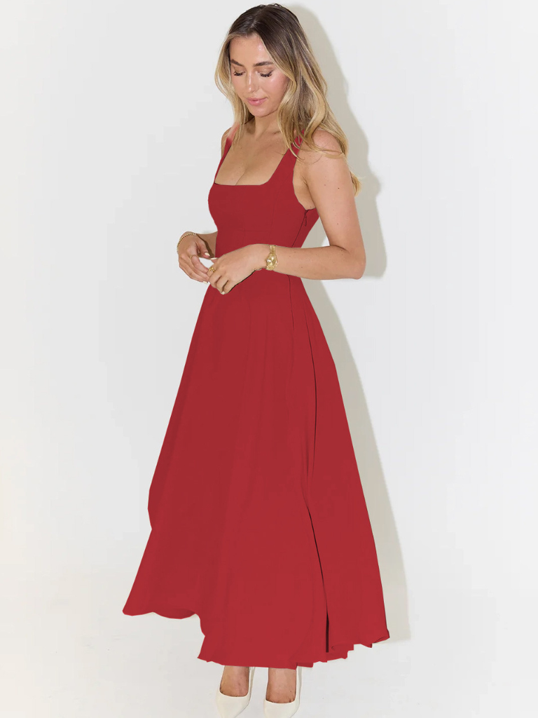 Zinovia | Square Neck Sleeveless Midi Skater Dress