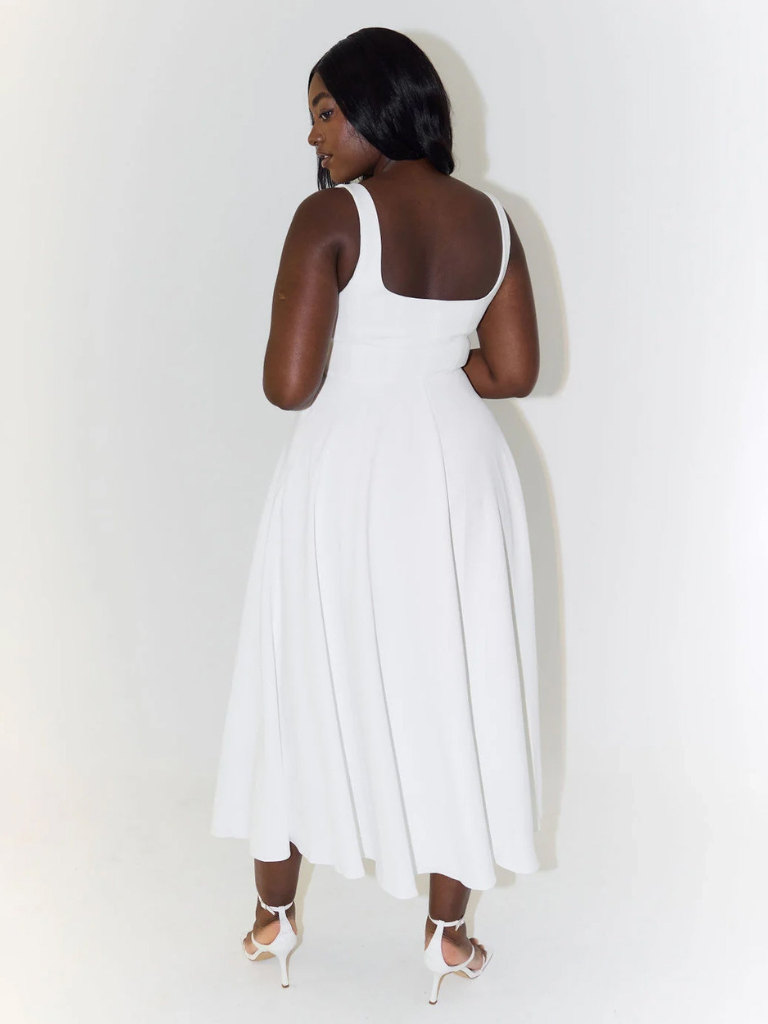 Zinovia | Square Neck Sleeveless Midi Skater Dress