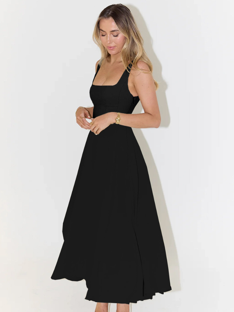 Zinovia | Square Neck Sleeveless Midi Skater Dress