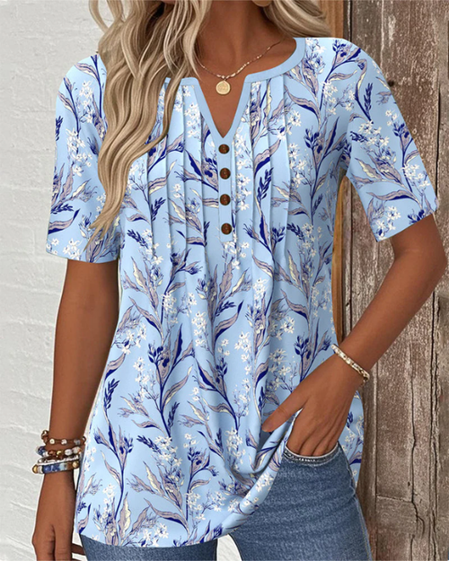 Taya | Mint Floral Button Front Blouse