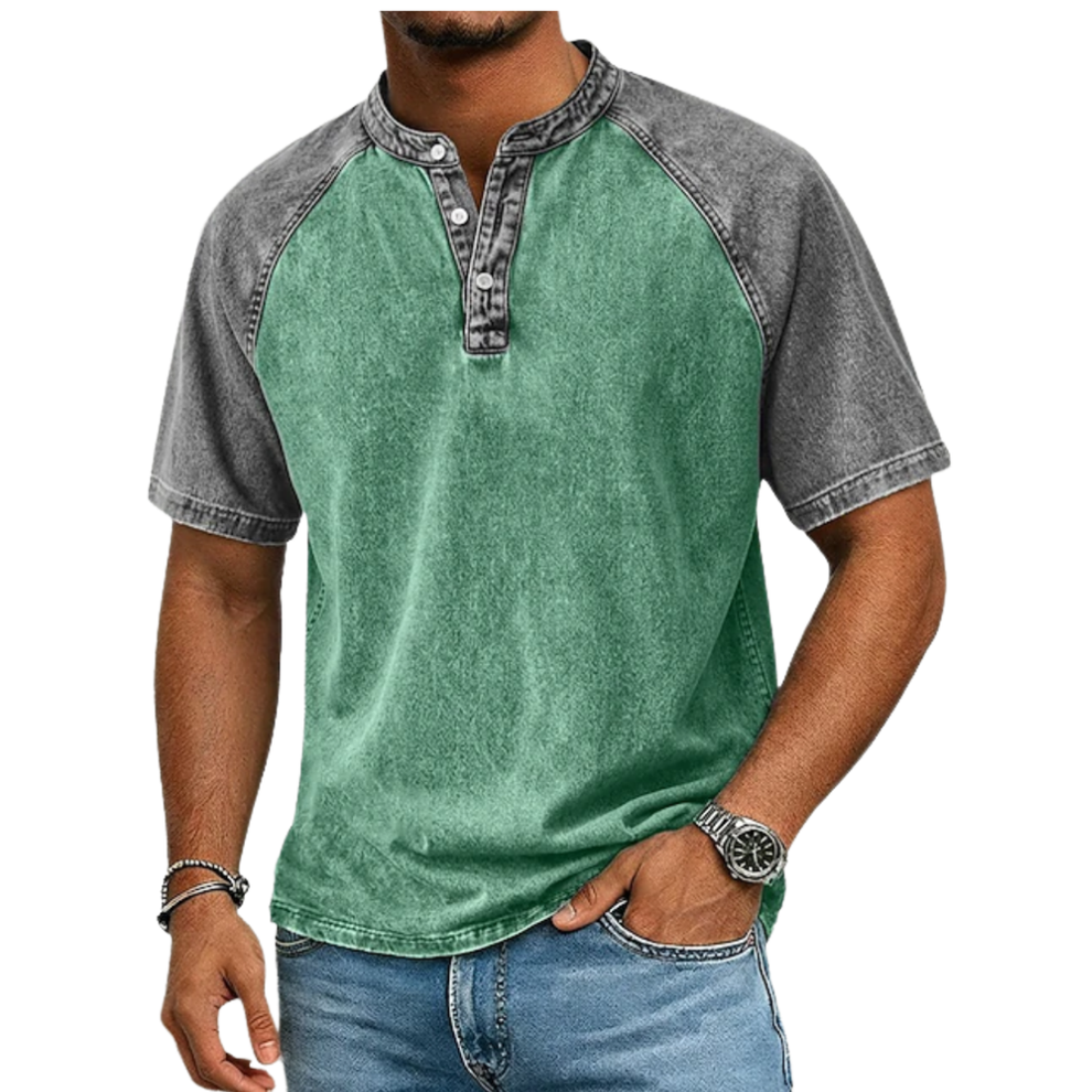 Roeland | T Shirt Two Tone Raglan Henley Neck