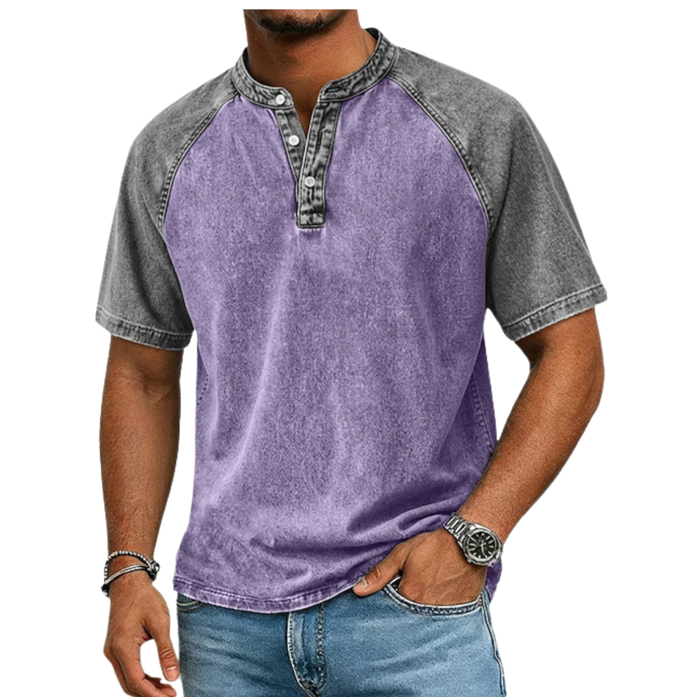 Roeland | T Shirt Two Tone Raglan Henley Neck