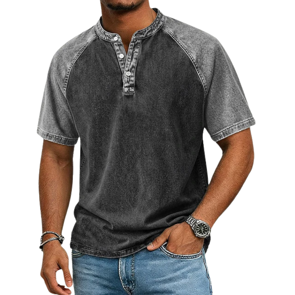 Roeland | T Shirt Two Tone Raglan Henley Neck