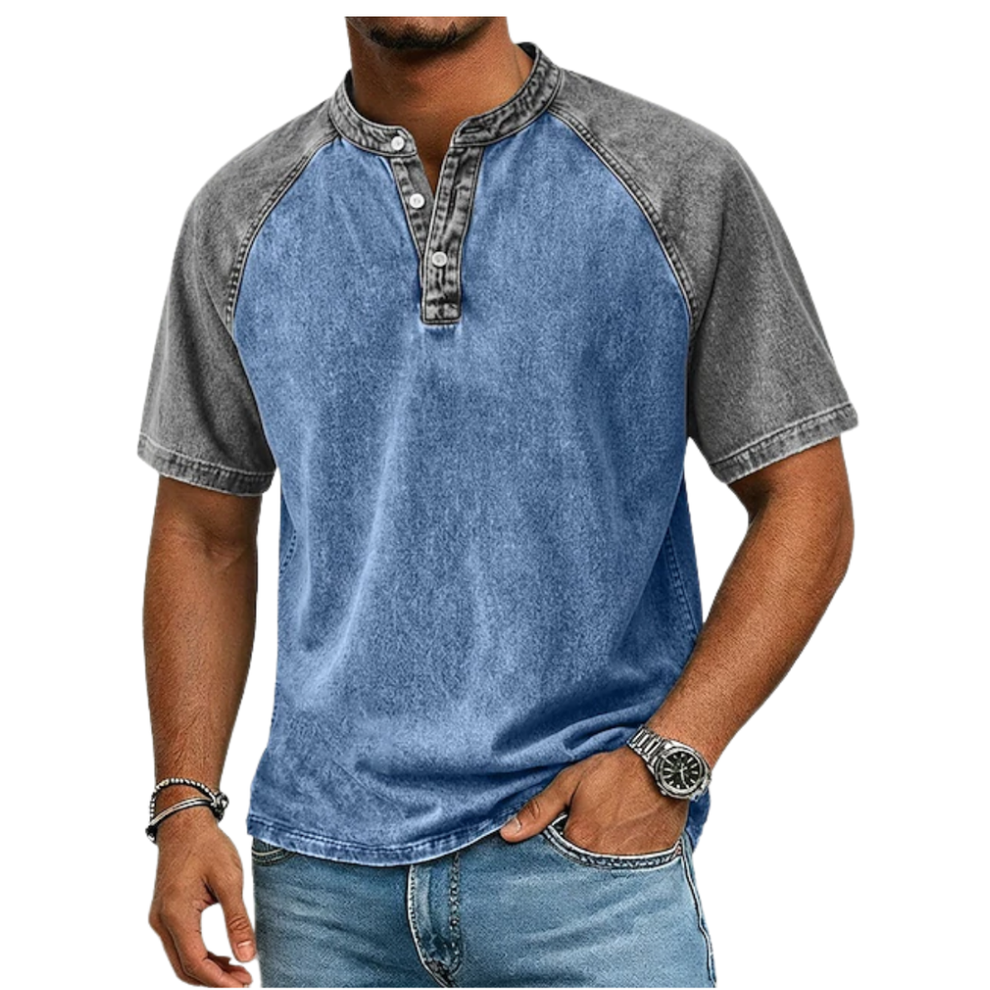 Roeland | T Shirt Two Tone Raglan Henley Neck