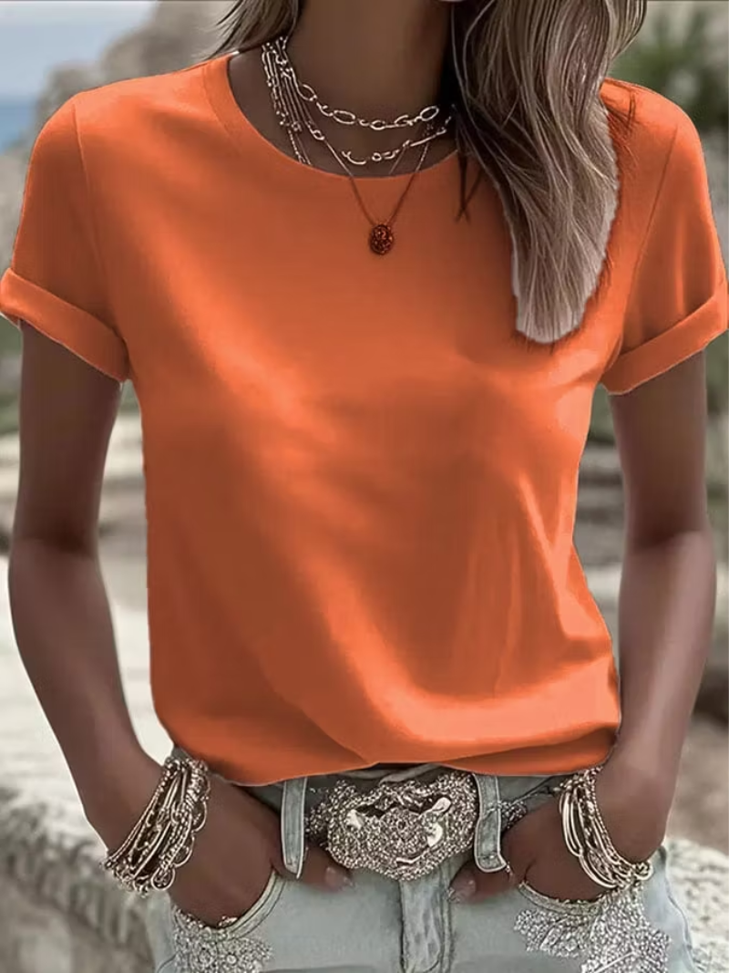 Froukje | Round Neck Short Sleeve Blouse
