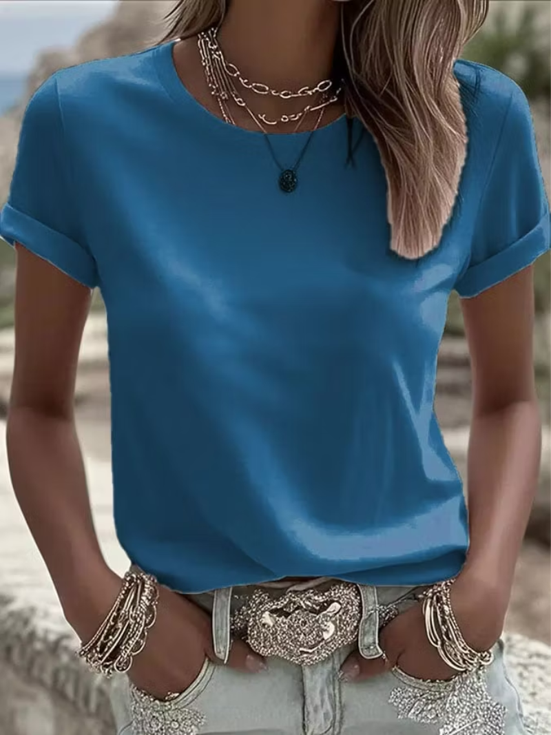 Froukje | Round Neck Short Sleeve Blouse