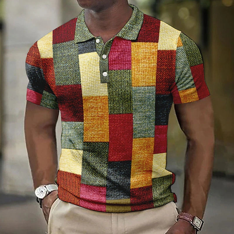 Gasan | Colour Block Patchwork Polo Shirt