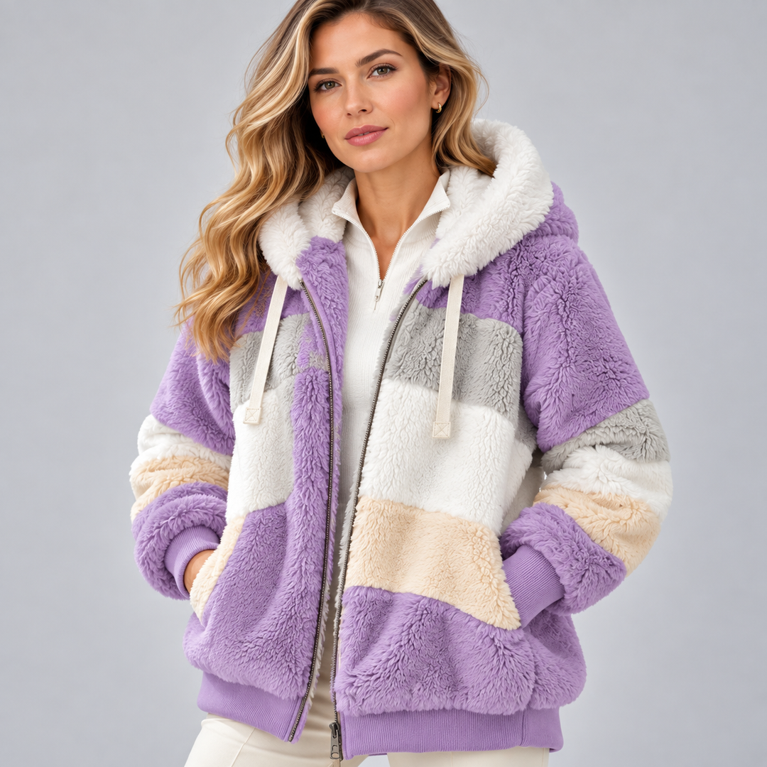 Mafalda | Hooded Plush Jacket with Zipper