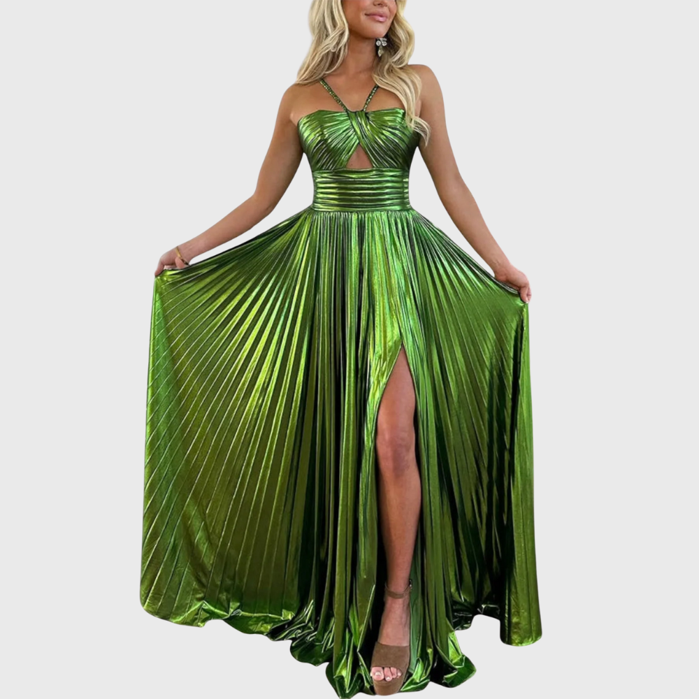 Kirsty | Pleated Sleeveless Cut-Out Maxi Dress
