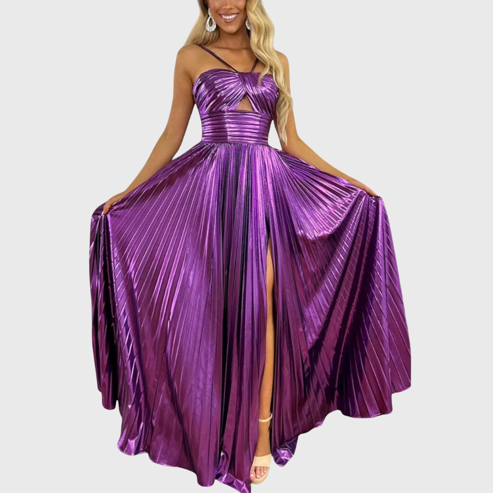 Kirsty | Pleated Sleeveless Cut-Out Maxi Dress