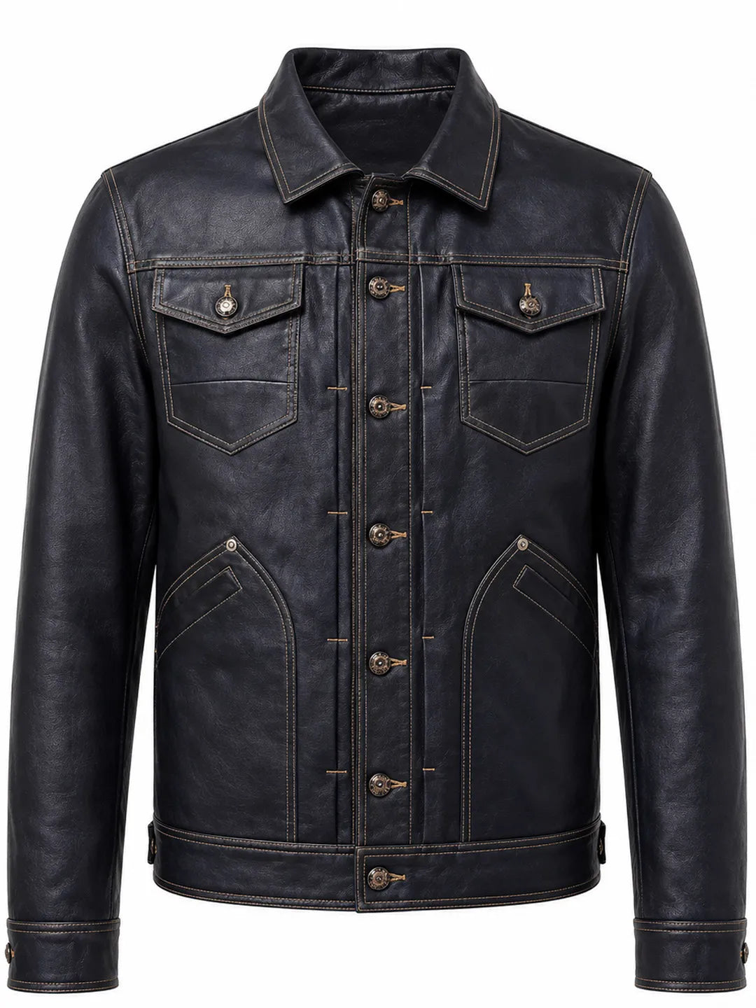 Alphonse | Trucker Jacket with Button Front and Stitching