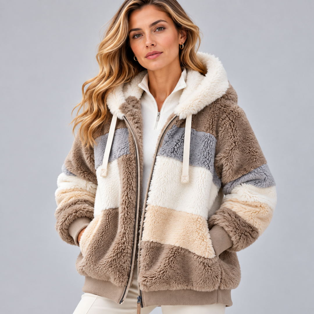 Mafalda | Hooded Plush Jacket with Zipper