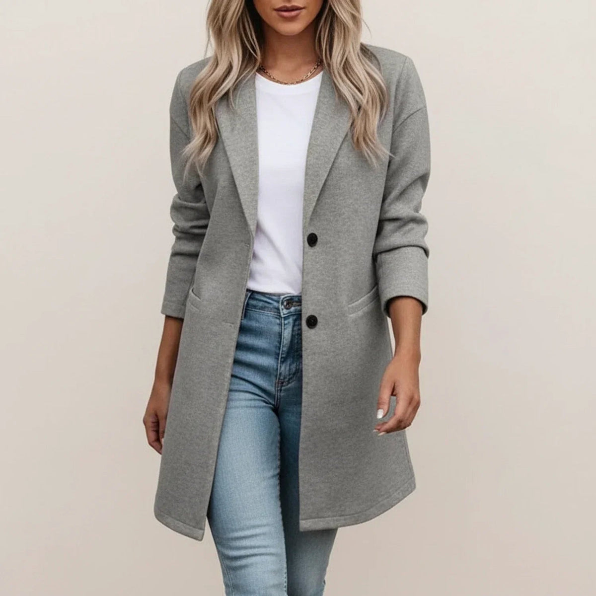 Leonas | Longline Blazer with Wide Lapels and Pockets